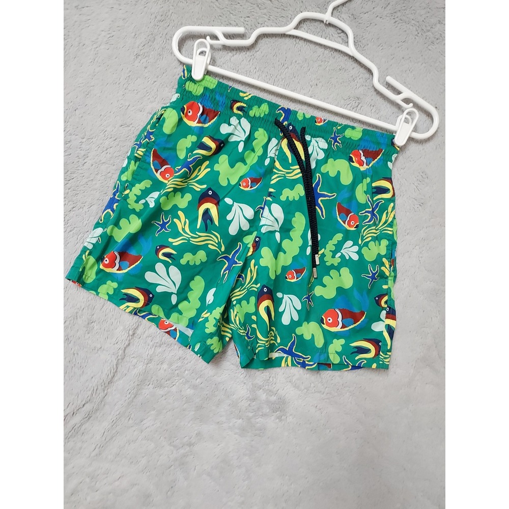 Vilebrequin Swim Trunks Mens Small Moorea Fish Starfish Print Green Aquatic S